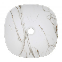 Раковина-чаша Azario 370x370x115 накладная, округлая, светлый мрамор (AZ-2184+M845)