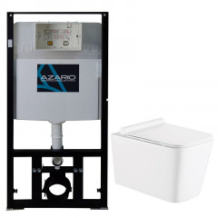 Сет AZARIO Инсталляция 3/6л + подвесной унитаз Azario Mona 530x360x365 с быстросъемным сиденьем "Микролифт" (AZ-8010-1000+AZ-0057)