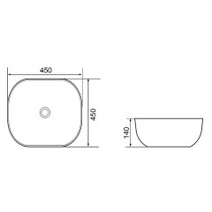 Раковина-чаша Azario 450х450х140 накладная, округлая, белый глянец (AZ-2269)