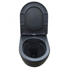 Унитаз подвесной Azario Gloria 480х370х360 безободковый, с сиденьем микролифт, чёрный матовый (AZ-2003MB)