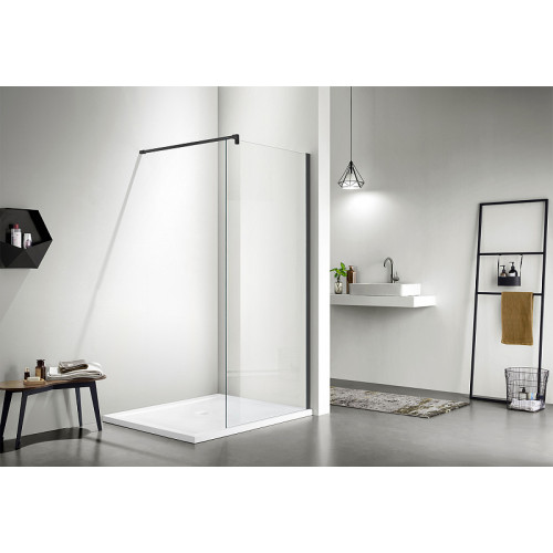 Душевая перегородка Azario CHICAGO Walk-in 1100x1950 прозрачное стекло 8 мм, покрытие EASY CLEAN, цвет профиля черный (AZ-NAR6310 1100 Black)