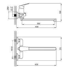 Смеситель для ванны Azario длинный излив, керамический картридж, хром (AZ-HU245912)