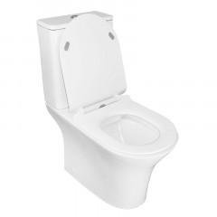 Унитаз-компакт Azario FRETTA ROUND 650х340х770 напольный, безободковый, со смывным механизмом Geberit, бачком и сиденьем микролифт (AZ-1217 + AZ-1216-G)