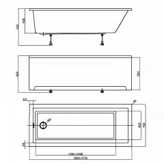 Ванна акриловая Azario EMILIA 170х70 прямоугольная, пристенная (AV.0011270)