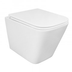 Унитаз подвесной Azario PRO (квадратный) СКРЫТОЕ ТОРНАДО безободковый унитаз в комплекте с сидением микролифт скрытая система смыва 490*345*355 мм (PRO-002 UQ3)