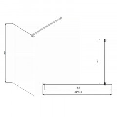 Душевая перегородка Azario CHICAGO Walk-in 900x1950 прозрачное стекло 8 мм, покрытие EASY CLEAN, цвет профиля черный (AZ-NAR6310 900 Black)