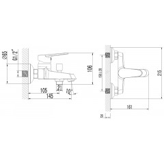 Смеситель для ванны AZARIO CASTELO с ручным душем, керамический картридж, хром (AZ-VJC238274C)