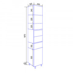 Пенал Azario Эстима 40 400х320х1970 напольный, левый, белый глянец (CS00094558)