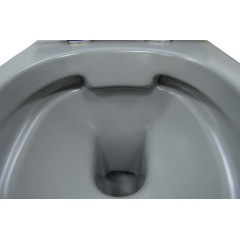 Унитаз подвесной Azario Grado 370х490х370 безободковый, с быстросъемныйм сидением микролифт, серый матовый (AZ-0046 SP MDG)