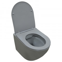 Унитаз подвесной Azario Grado 370х490х370 безободковый, с быстросъемныйм сидением микролифт, серый матовый (AZ-0046 SP MDG)