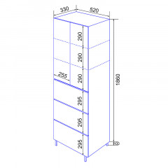 Пенал Azario Эстима 52/3 520х330х1960 напольный, графит (CS00094563)