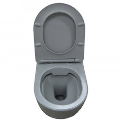 Унитаз подвесной Azario Grado 370х490х370 безободковый, с быстросъемныйм сидением микролифт, серый матовый (AZ-0046 SP MDG)