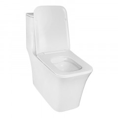Унитаз-моноблок AZARIO STOUN 405х750х780 напольный, безободковый, в комплекте с сиденьем дюропласт микролифт, белый (AZ-1109)