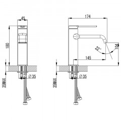 Смеситель для раковины Azario VINCENTE керамический картридж, без донного клапана, черный матовый (AZ-VPV168326PA)