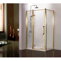 Душевое ограждение Azario ONTARIO 900х1200х2000 L, без поддона, прозрачное стекло 8 мм с узором, цвет профиля золото (AZ-NBB1231-L 900 GOLD)