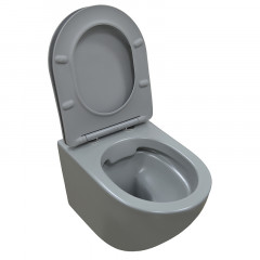 Унитаз подвесной Azario Grado 370х490х370 безободковый, с быстросъемныйм сидением микролифт, серый матовый (AZ-0046 SP MDG)
