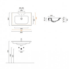 Catalano ITALY Раковина 80x50, с 1 отв. под смеситель, покрытие Cataglaze+, цвет белый глянцевый