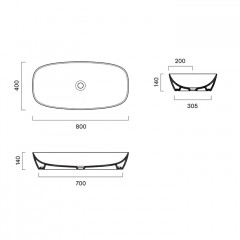 Catalano ALVEA Раковина 80x40 накладная, без отв. под смеситель, покрытие Cataglaze+, цвет белый глянцевый