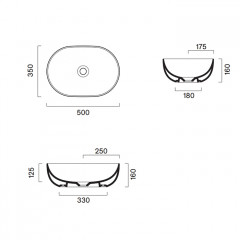 Catalano SFERA Раковина 50x35 h16 накладная, без отв. под смеситель, покрытие Cataglaze+, цвет Lino Satinato