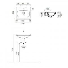 Catalano ALVEA Раковина 45x35, с 1 отв. под смеситель, покрытие Cataglaze+, цвет белый глянцевый