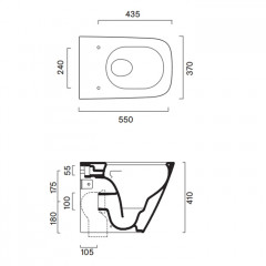 Catalano GREEN Унитаз напольный 55x37, безободковый, универс.слив, смыв Tornado, покрытие Cataglaze+, без крепежа, цвет белый глянцевый