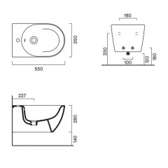 Catalano SFERA Биде подвесное 55x35, с 1 отв. под смеситель, покрытие Cataglaze+, без крепежа, цвет черный матовый