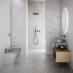 Catalano ZERO Биде напольное 55x35, с 1 отв. под смеситель, покрытие Cataglaze+, без крепежа, цвет Cemento Satinato