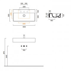 Catalano PREMIUM Раковина 65x35, с 1 отв. под смеситель, покрытие Cataglaze+, цвет белый глянцевый