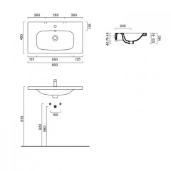 Catalano ALVEA Раковина 80x46, без отв. под смеситель, покрытие Cataglaze+, цвет белый глянцевый