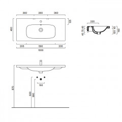 Catalano ALVEA Раковина 100x46, без отв. под смеситель, покрытие Cataglaze+, цвет белый глянцевый