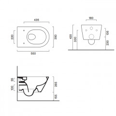 Catalano Zero Унитаз подвесной 55x35, безободковый, смыв Tornado, покрытие Twinglaze+, без крепежа, цвет белый матовый