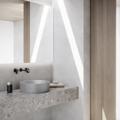 Catalano Zero Раковина 45 см диаметр, на столешницу, без отв. под смеситель, покрытие Cataglaze+, цвет Cemento Satinato