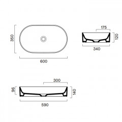 Catalano Zero Раковина настольная 60х35 см, без отв. под смеситель, покрытие Cataglaze+, цвет белый глянцевый
