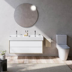 Catalano PREMIUM Раковина 120x47 двойная, с 2 отв. под смеситель, покрытие Cataglaze+, цвет белый глянцевый