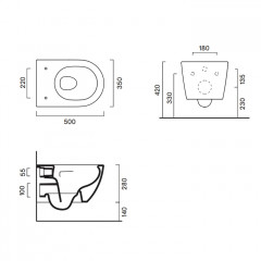 Catalano SFERA Унитаз подвесной 50x35, безободковый, смыв Tornado, покрытие Twinglaze+, без крепежа, цвет Aqua Satinato