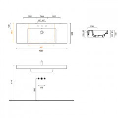 Catalano ZERO Раковина 125x50, с 1 отв. под смеситель, покрытие Cataglaze+, цвет белый глянцевый