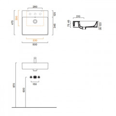 Catalano PREMIUM Раковина 50x47, без отв. под смеситель, покрытие Cataglaze+, цвет белый глянцевый