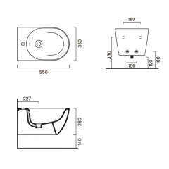Catalano SFERA Биде подвесное 55x35, с 1 отв. под смеситель, покрытие Cataglaze+, без крепежа, цвет белый глянцевый