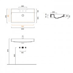 Catalano GREEN Раковина 80x47, без отв. под смеситель, покрытие Cataglaze+, цвет белый глянцевый