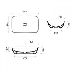 Catalano GREEN Раковина 60x38 h15 накладная, без отв. под смеситель, покрытие Cataglaze+, цвет Aqua Satinato