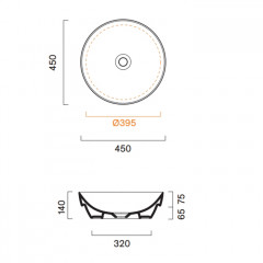 Catalano SFERA Раковина 45 h14 встраиваемая, без отв. под смеситель, покрытие Cataglaze+, цвет белый глянцевый