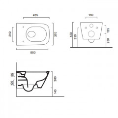 Catalano GREEN Унитаз подвесной 55x37, безободковый, смыв Tornado, покрытие Cataglaze+, без крепежа, цвет белый глянцевый