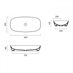 Catalano ALVEA Раковина 80x40 накладная, без отв. под смеситель, покрытие Cataglaze+, цвет Aqua Satinato