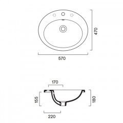 Catalano Italy Раковина 57x47 встраиваемая, с 1 отв. под смеситель, покрытие Cataglaze+, цвет белый глянцевый