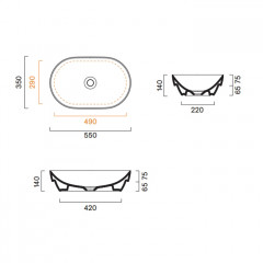 Catalano SFERA Раковина 55x35 h14 встраиваемая, без отв. под смеситель, покрытие Cataglaze+, цвет белый глянцевый
