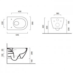 Catalano SFERA Унитаз подвесной 54x35, безободковый, покрытие Cataglaze+, открытый креп., цвет белый глянцевый