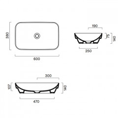 Catalano GREEN Раковина 60x38 h14 встраиваемая, без отв. под смеситель, покрытие Cataglaze+, цвет белый глянцевый