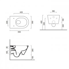 Catalano Zero Унитаз подвесной 55x35, безободковый, смыв Tornado, покрытие Twinglaze+, без крепежа, цвет черный матовый