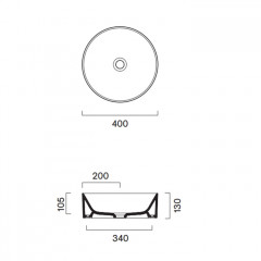 Catalano Zero Раковина 40 см диаметр, на столешницу, без отв. под смеситель, покрытие Cataglaze+, цвет черный матовый