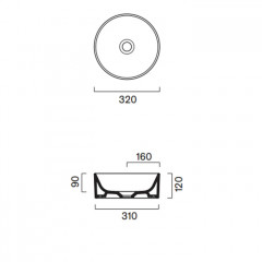 Catalano ZERO Раковина 32 накладная, без отв. под смеситель, покрытие Cataglaze+, цвет Tortora Satinato